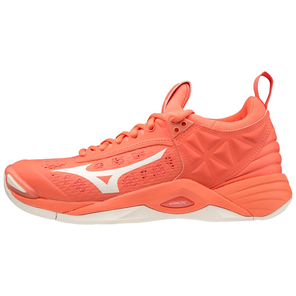 Mizuno Women's Volleyball Shoes Wave Momentum Coral/white - AGQRWJS-63